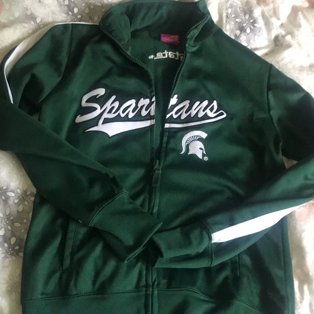 Zip up warm up jacket michigan state university